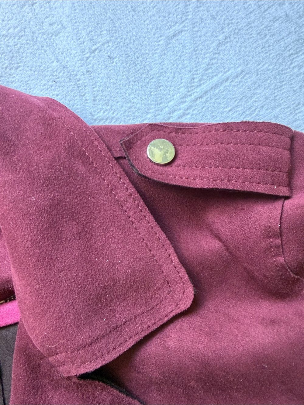 Philosophy Suede-Look Moto Jacket in Burgundy Red size L Chic Zip Detail Biker - Picture 13 of 16